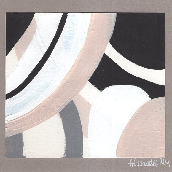 Set Of Three Geometric Abstracts Black/White/Neutral - Picture 5 of 5